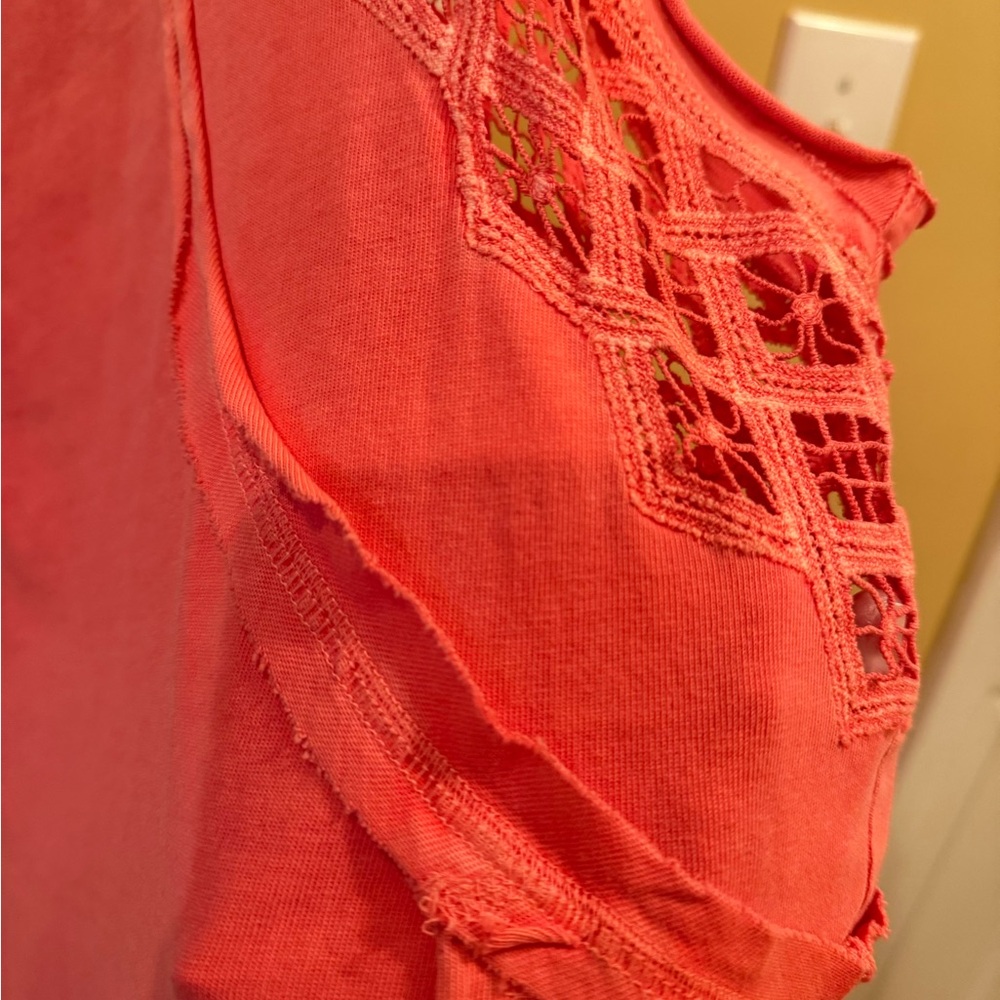 Free People Table For Two Bright Coral Top *NEW WITHOUT TAGS* - Picture 7 of 15